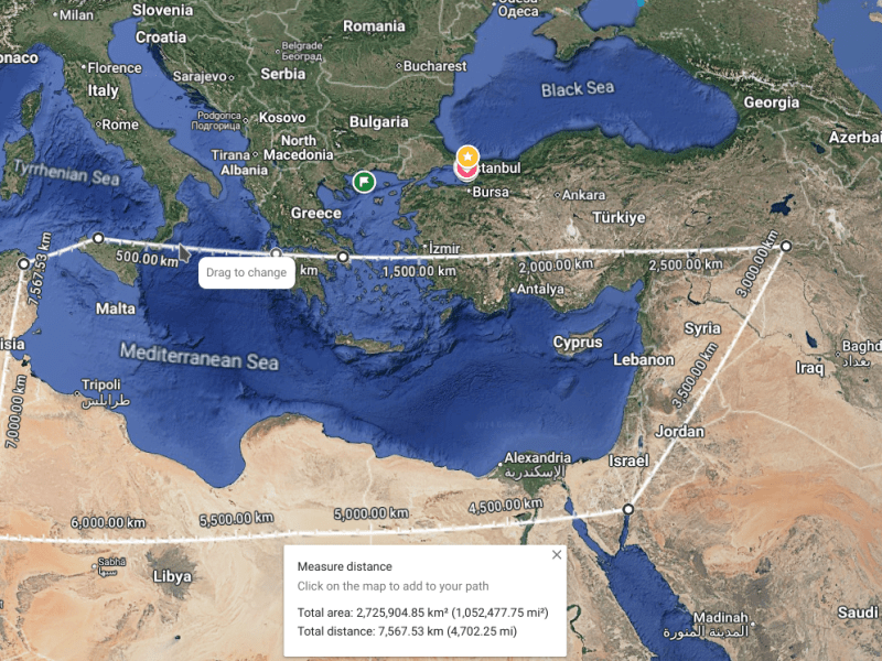Sadece 12 Adet SAR Uydusu ile Dogu Akdeniz ve Israil ile Suriyenin tamamini izlemek mumkun